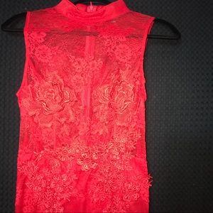 Red Rose Lace Dress